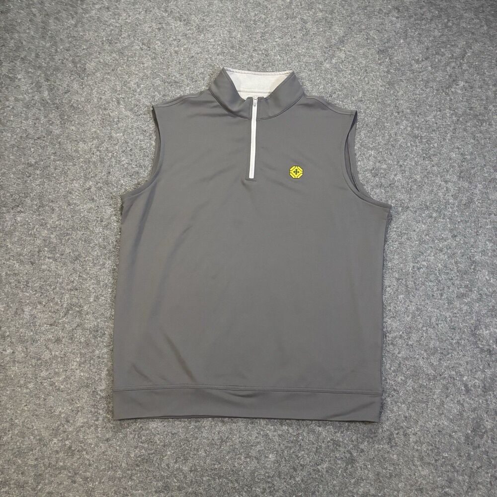 Peter Millar Galway 1/4 Zip Vest Fits Mens Large Gray Golf Performance Logo